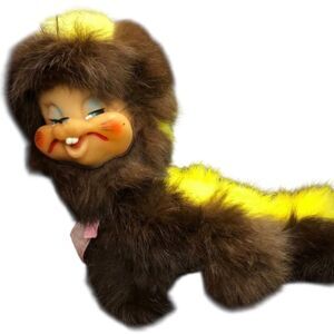 Vintage Rushton Rubber Faced Skunk Hanging Yellow Ornament 1950’s Rare Toy Anima